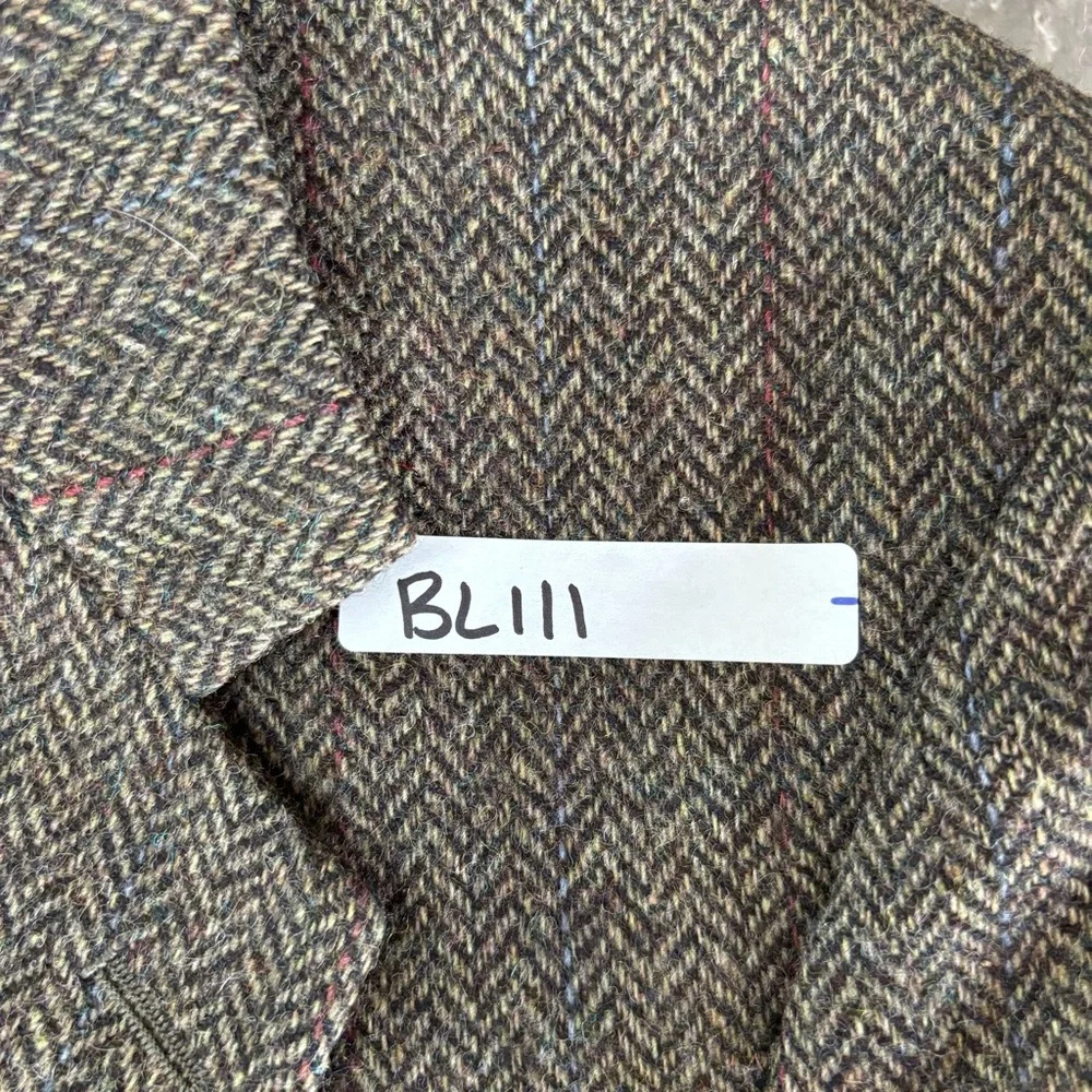 Vtg Wool Herringbone Blazer Jacket men’s Sz 42R Gray Tweed Multicolor Fleck
